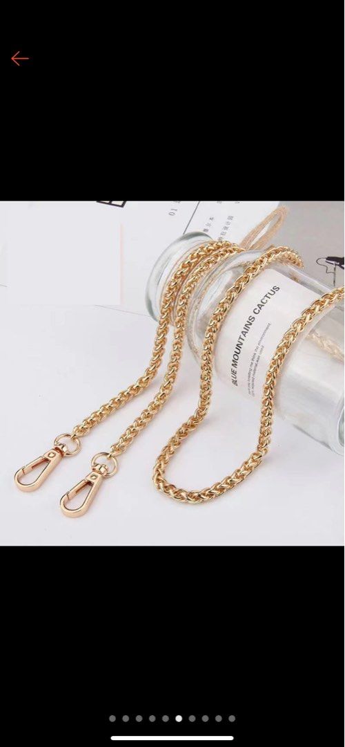 Louis Vuitton Long Chain Strap for Bag Sling Replacement Thin Metal Chain Gold Shoulder Straps 120cm