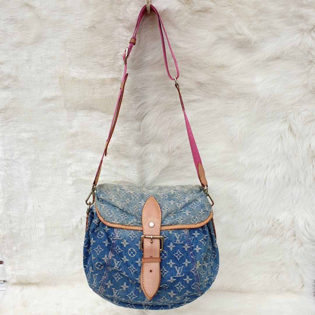 Lv Tas Selempang Sling Bag Denim mix Kulit Asli Wanita Second