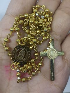 Made in Vatican Rome beautiful St Benedict gold tone rosary