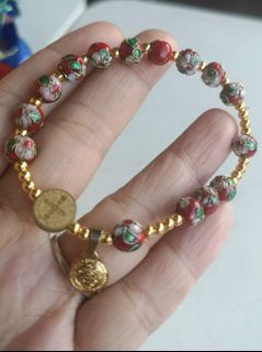 Made in Vatican Rome beautiful red cloissone St Benedict protection rosary bracelet