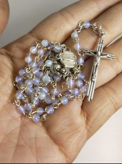 Made in Vatican Rome opal moonstone rosary with miraculous medallion