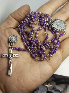 Made in Vatican Rome vintage natural stone  St. Benedict protection rosary