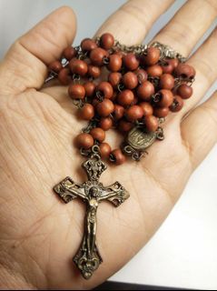Made in Vatican Rome vintage olive beads Rosary