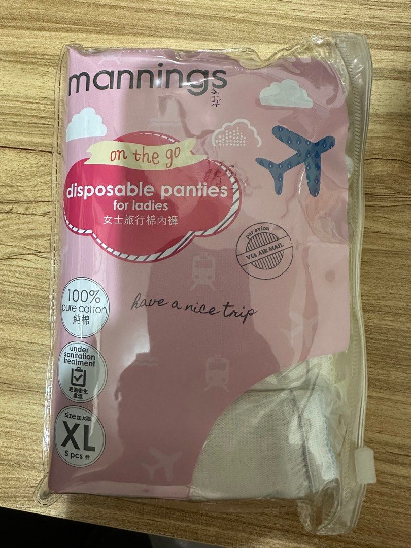 Mannings Disposable Travel Panties For Ladies (L) 5pcs