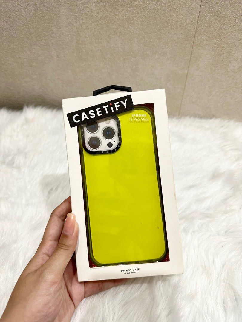 Preloved| Original Casetify | Iphone 13 Pro Max Case (Neon Yellow) (Category: Cases & Sleeves) located in Manila. Submitted by eckac (Listing ID 1290445971, Image 1). Description: RFS: Phone Upgraded ❗️Bought it from Beyond the Box and it was originally P3,290 with the price on the box. •With Box Willing to provide more pictures for evidence! Mode of Payment: Gcash Delivery Option: J&T, LBC, Lalamove (Shipping fee will be shouldered by the buyer)