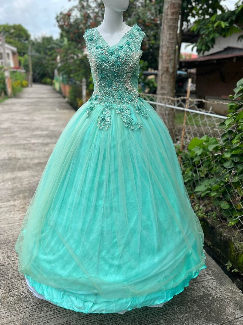 Mint green gown for ninang store