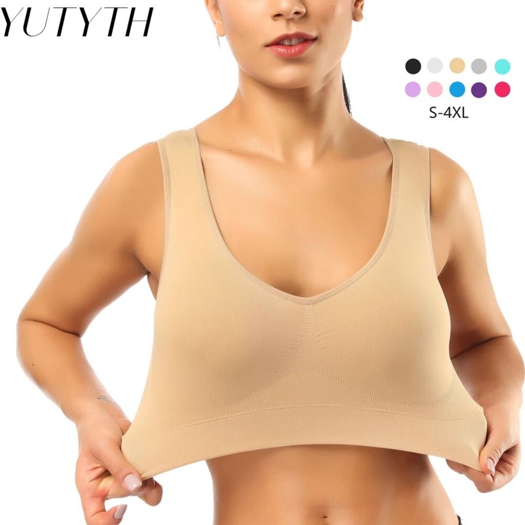 Women Solid Seamless Gym Yoga Sports Bra Crop Top Vest Comfort Stretch  Bralettes