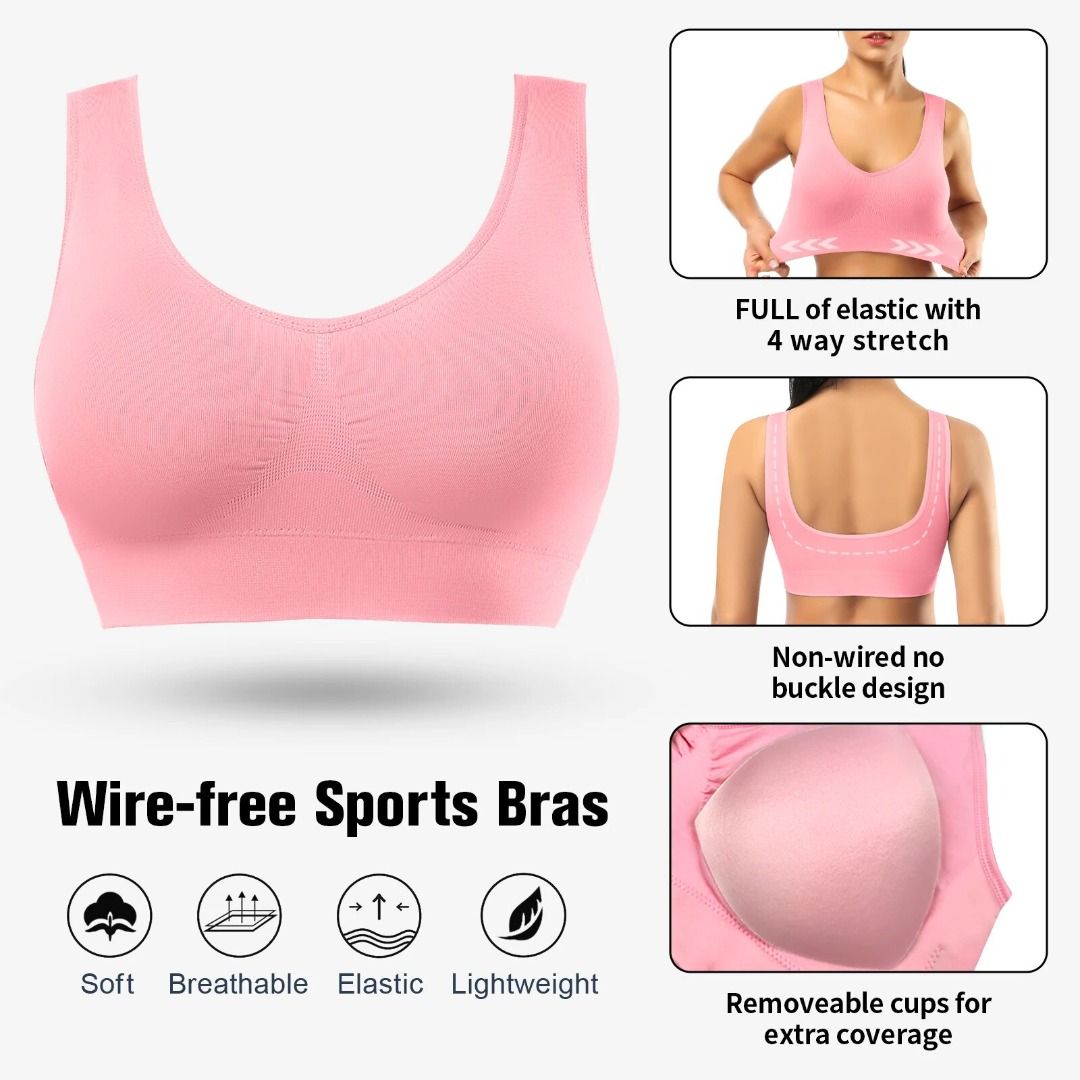 Plus Size Seamless Sports Bras for Women Comfortable Yoga Bra with  Removable Pads Push Up Gym Vest Top Bra Breathable Brassiere, 女裝, 運動服裝-  Carousell