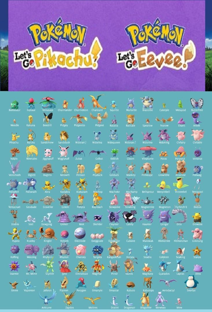 Eevee Pokedex Pokemon Let's Go Pikachu All Pokemon Legendary