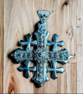 RARE vintage 100% authentic jerusalem silver 900 cross pendant from jordan jerusalem
