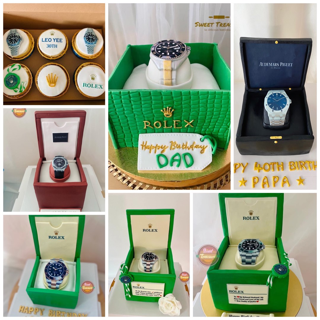 Rolex fondant cake Rolex theme cupcakes other designer watch