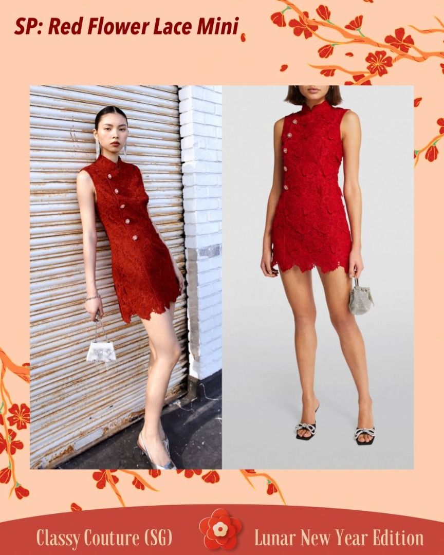Red flower mini dress clearance