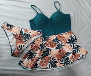 Shein swim vacay tropical push up swim dress with bikini