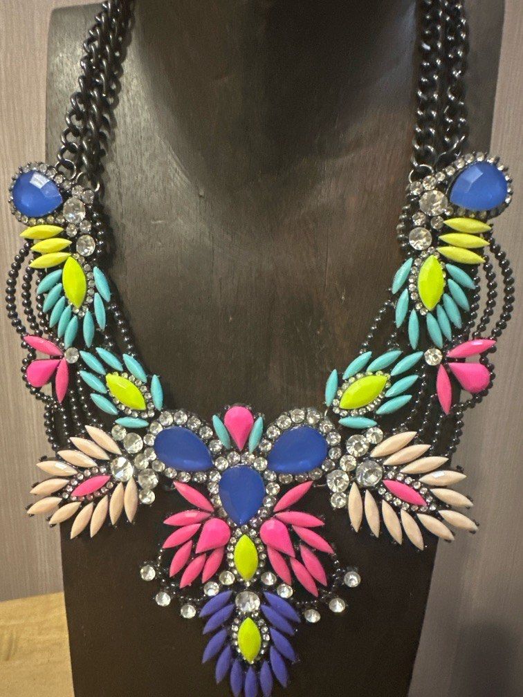 Statement Necklace multi coloured Women s Fashion Jewelry Organisers Necklaces on Carousell