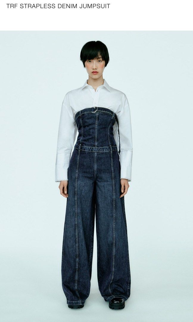 Strapless denim jumpsuit main image 0