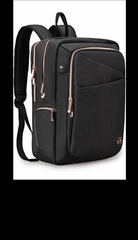 Swissdigital Design Backpack Black with Rose Gold Zippers College