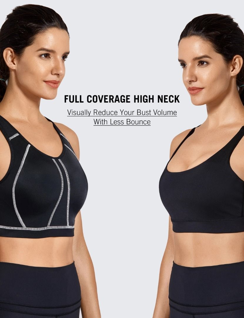 Women's High Impact Padded Supportive Wirefree Full Coverage Sports Bra