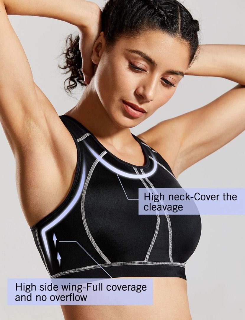 SYROKAN Women's High Impact Padded Supportive Wirefree Full Coverage Sports  Bra Female New Top Bralette Underwear Athletic
