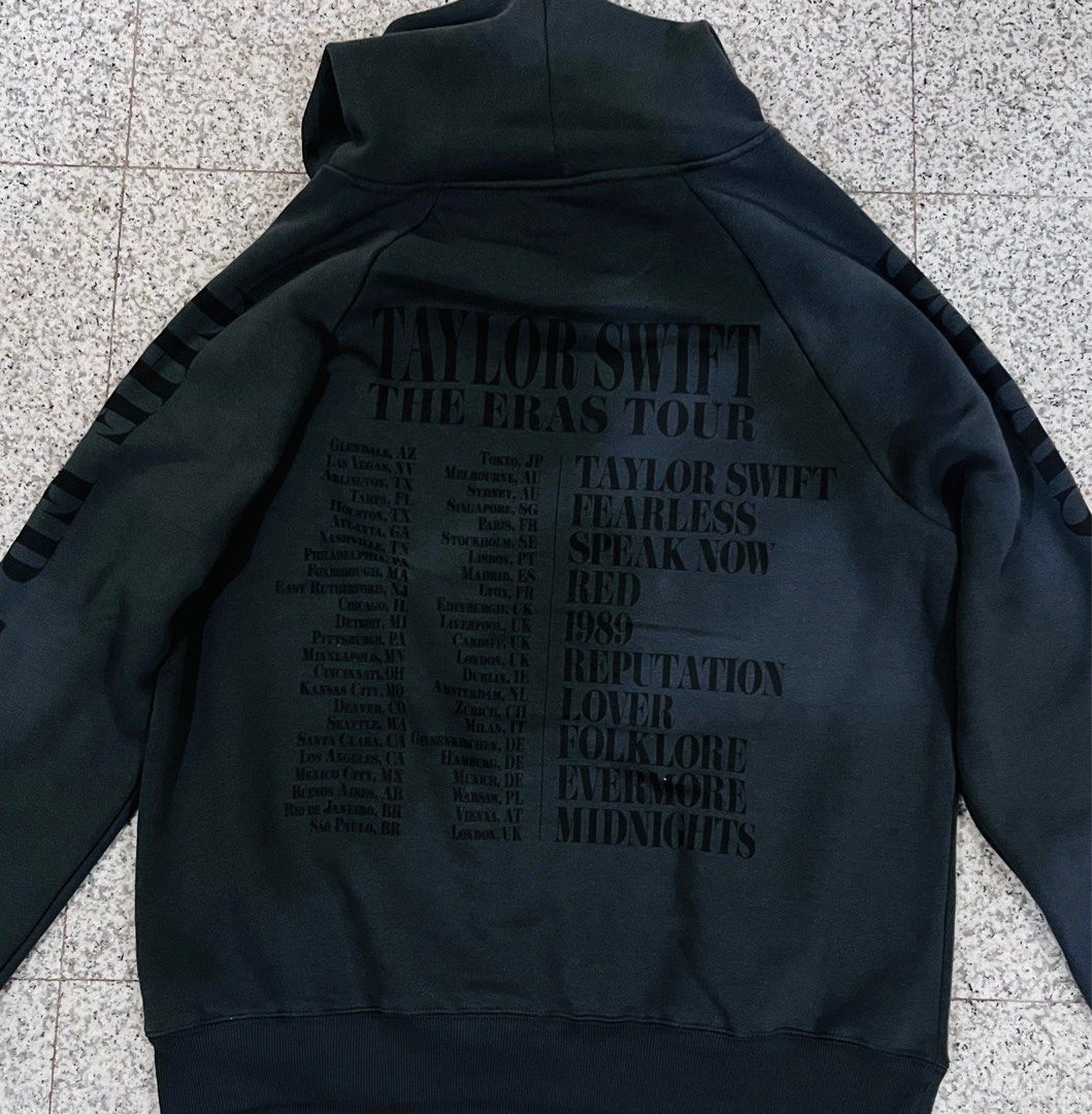 Taylor Swift Black Hoodie Tour T shirt S size Hobbies Toys Memorabilia Collectibles Fan Merchandise on Carousell
