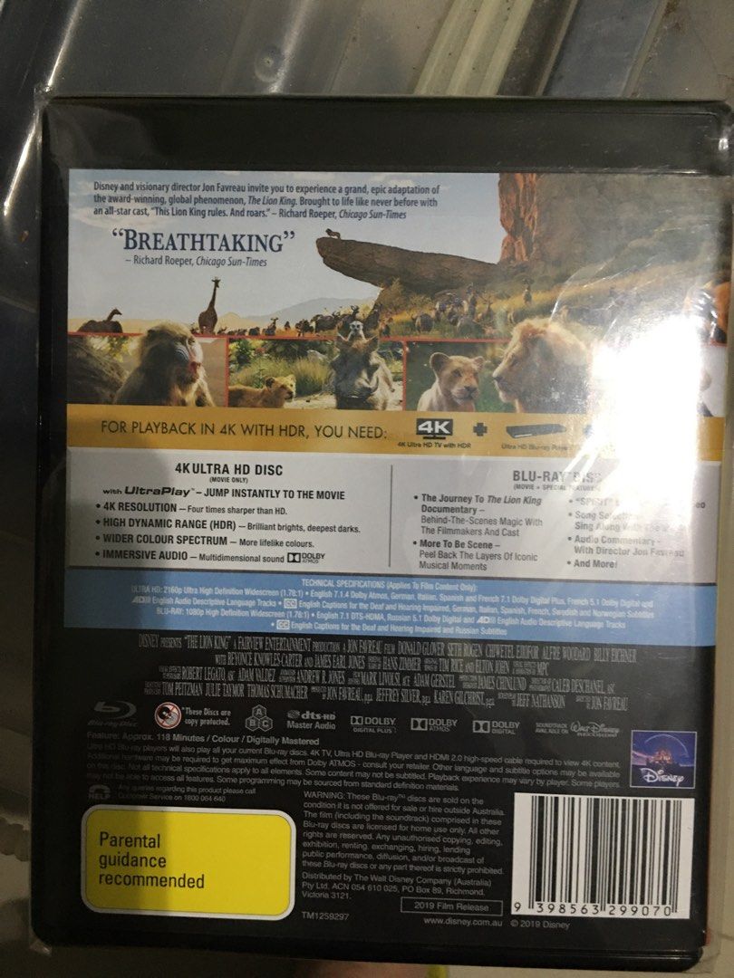 The Lion King 4K HD Blu ray (Category: Blu-Ray & Media Players) located in Manila. Submitted by migo2910 (Listing ID 1290371358, Image 2). Description: The Lion King 4K Ultra HD + Blu ray (0) Practically new.