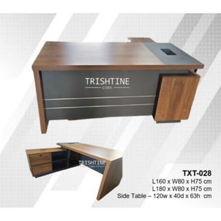 TXT-028 L-shape Laminated Executive Table Set with Side Drawer and Cabinet