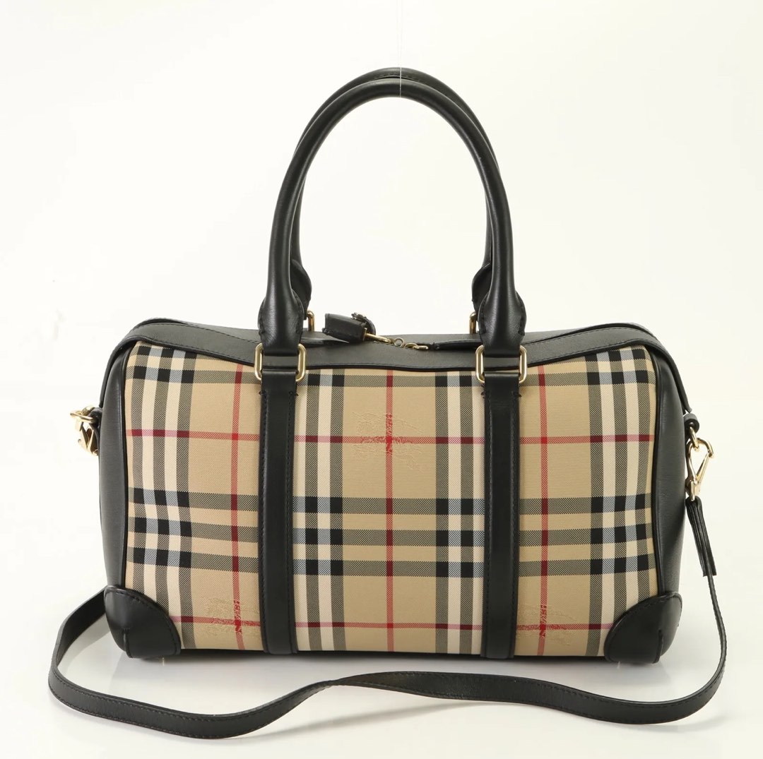 Unused Burberry Nova Check Boston in PVC Leather Luxury Bags