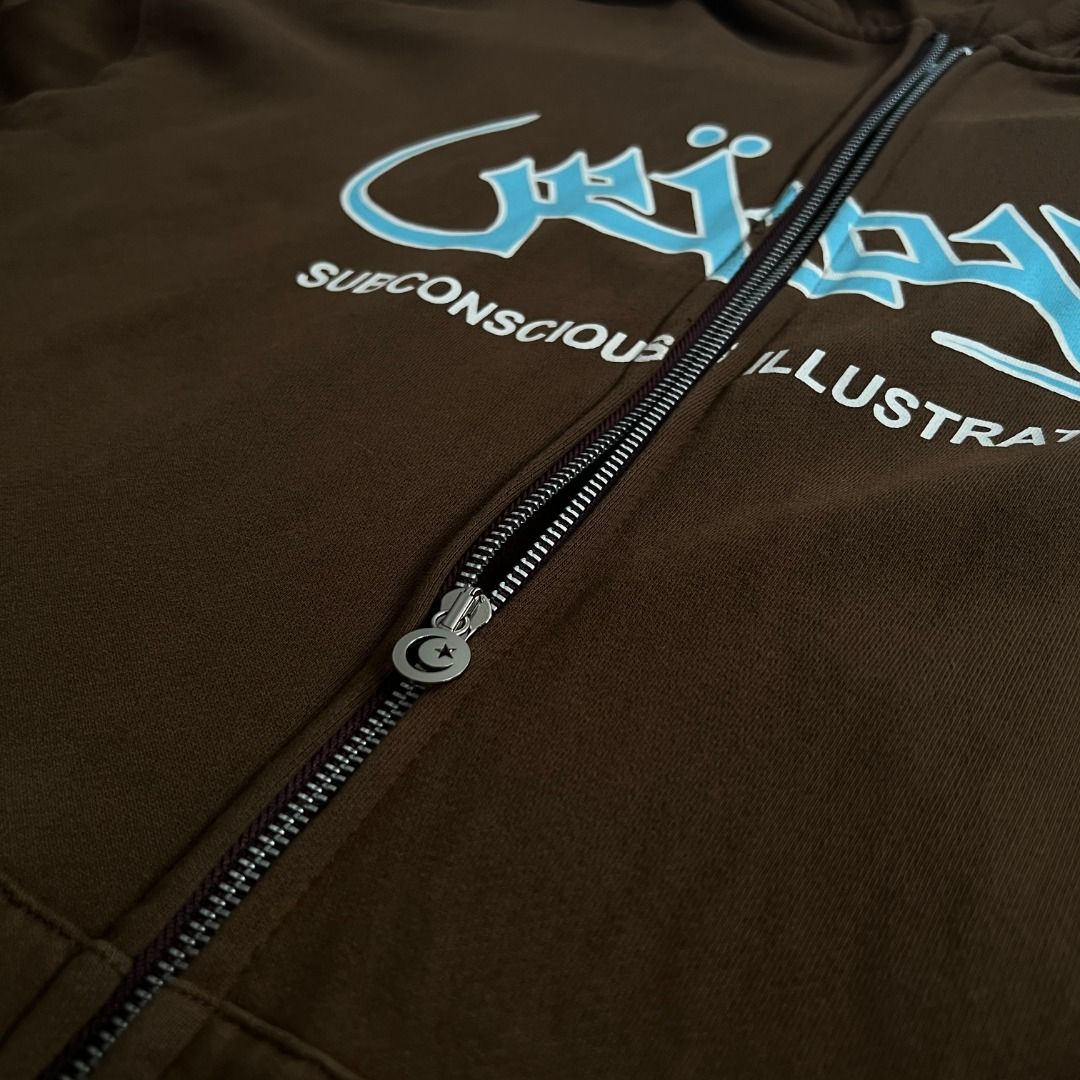 Velour Scars Blue Contrast Zipper Hoodie Oversized fit