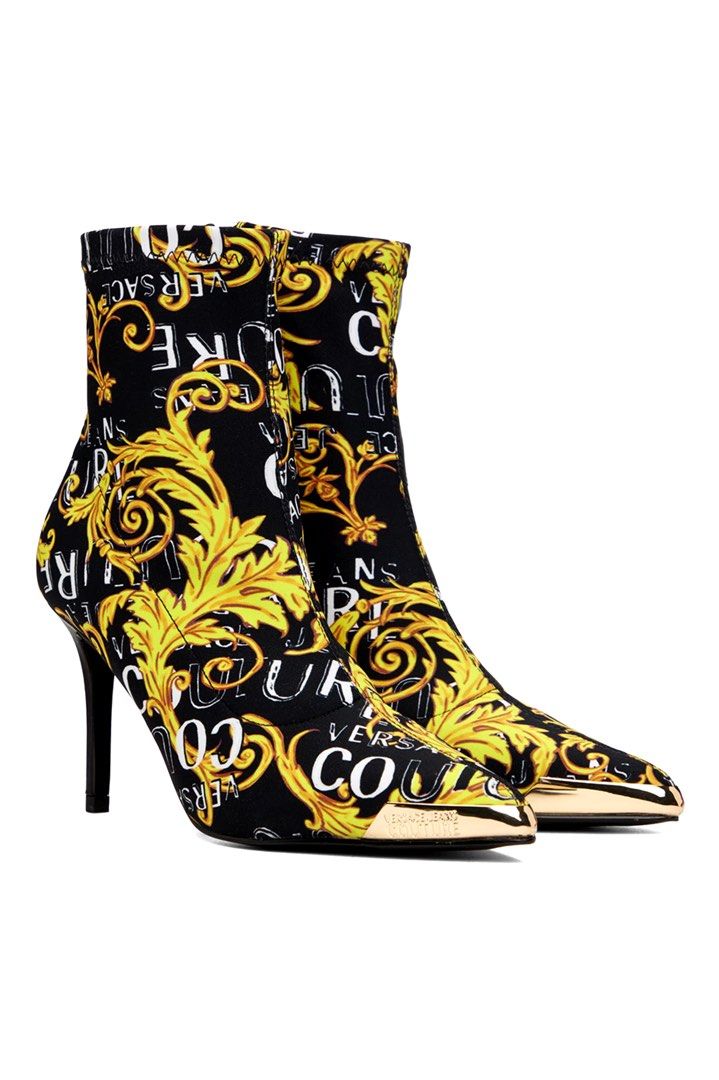 Versace Jeans Couture Black Yellow Scarlett Boots Heels