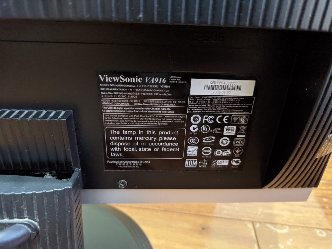ViewSonic VA916桌上型螢幕, 電腦及科技產品, 桌上電腦或筆記型電腦在旋轉拍賣