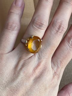 Vintage dark yellow orange birthstone ring