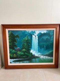 Waterfalls Painting with wooden frame