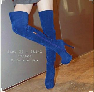 Women's Side Zip Stiletto High Heel boots Over the Knee Boots Platform Shoes

 Blue