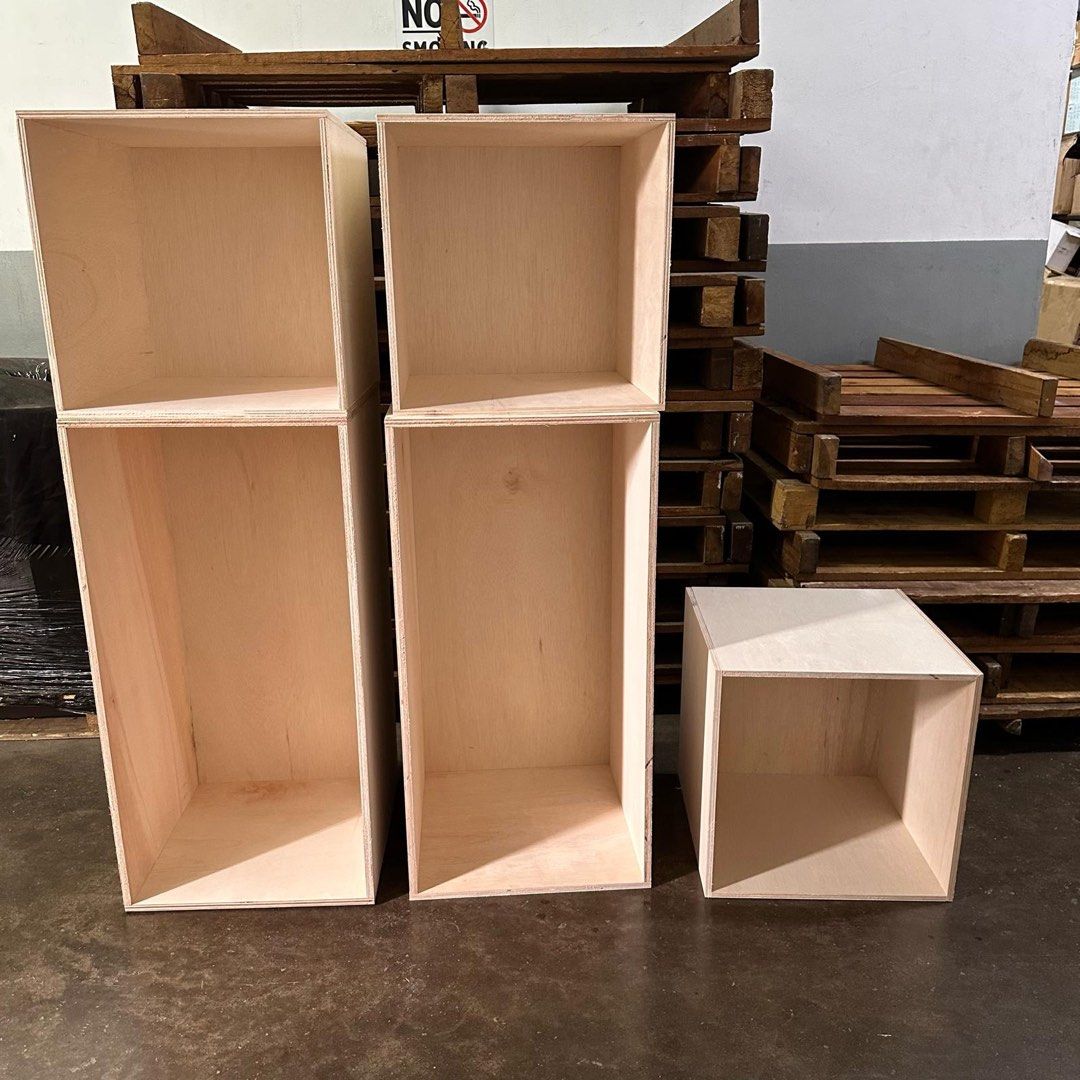 Wooden cube wood box custom wooden retail podium, Furniture & Home