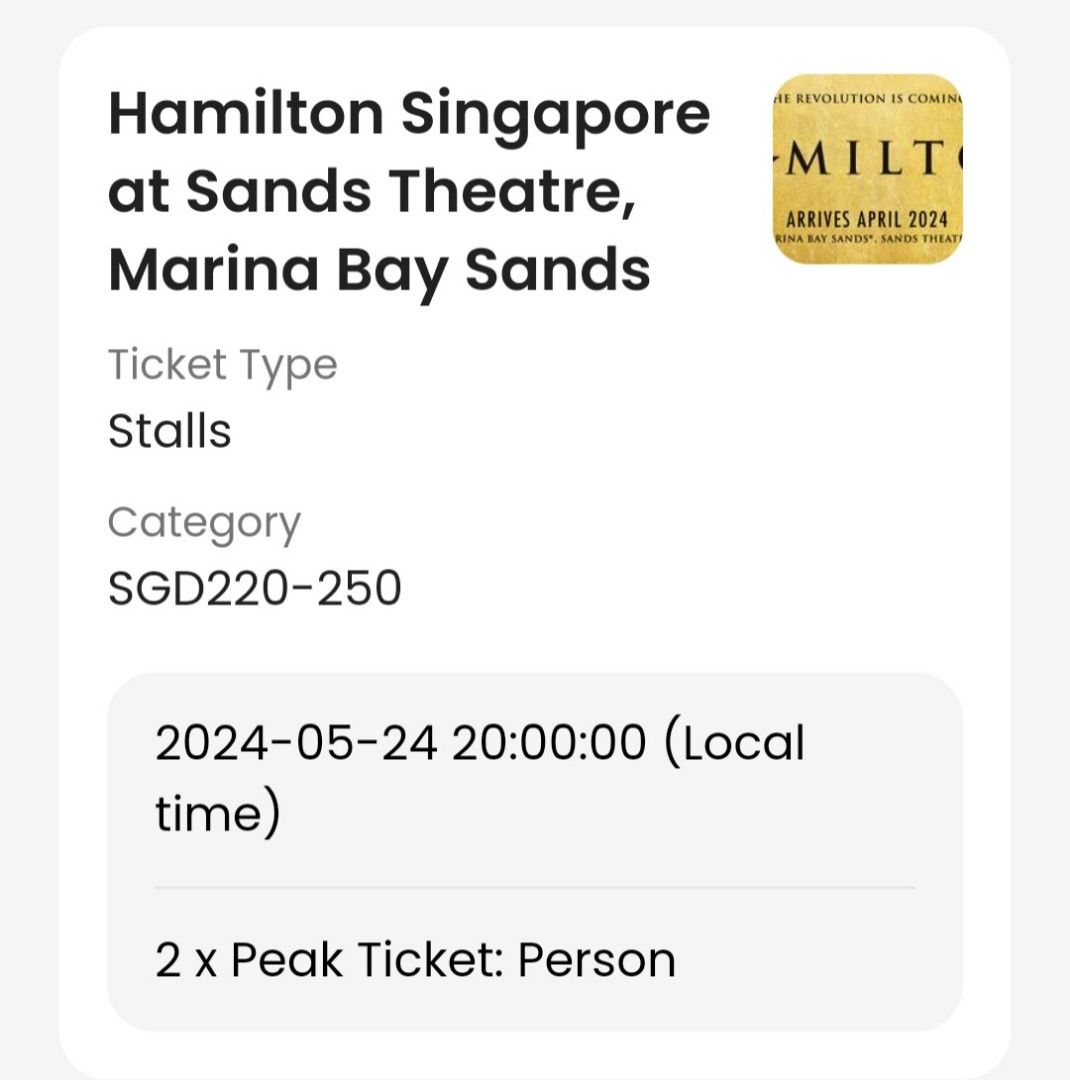 Hamilton online tickets may