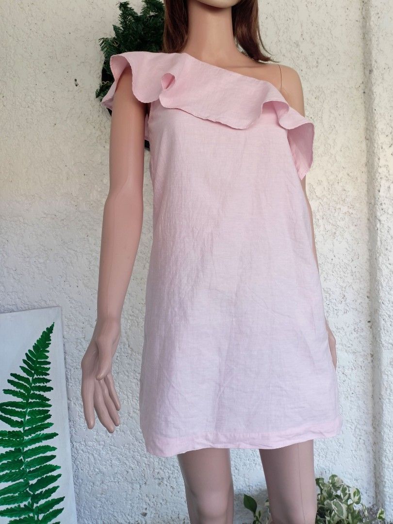 Zara Pink Rose linen dress, Women's Fashion, Dresses & Sets, Dresses on  Carousell