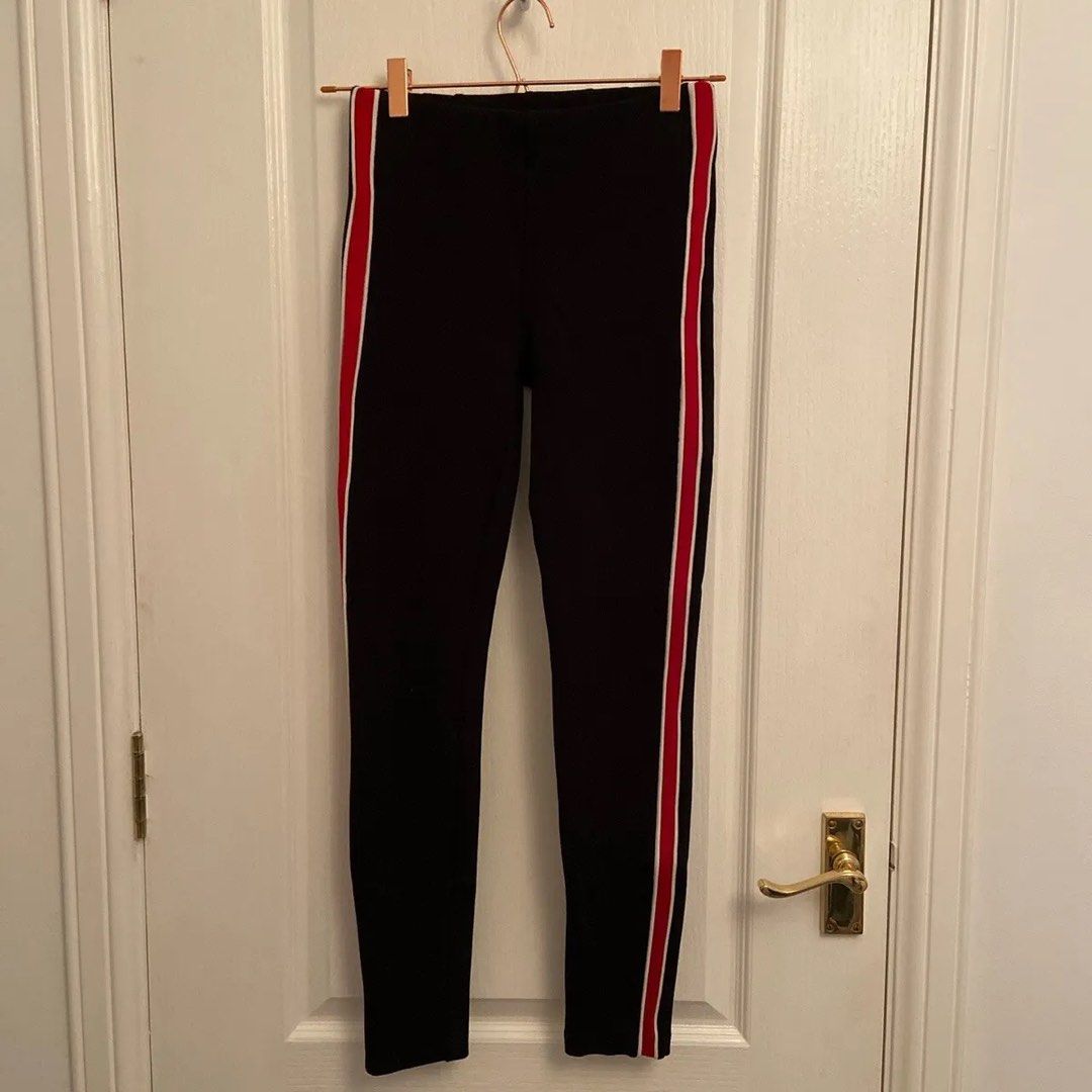 Zara Mid Rise Black Red Side Stripe Skinny Pants Jeans Womens Size 02 | eBay
