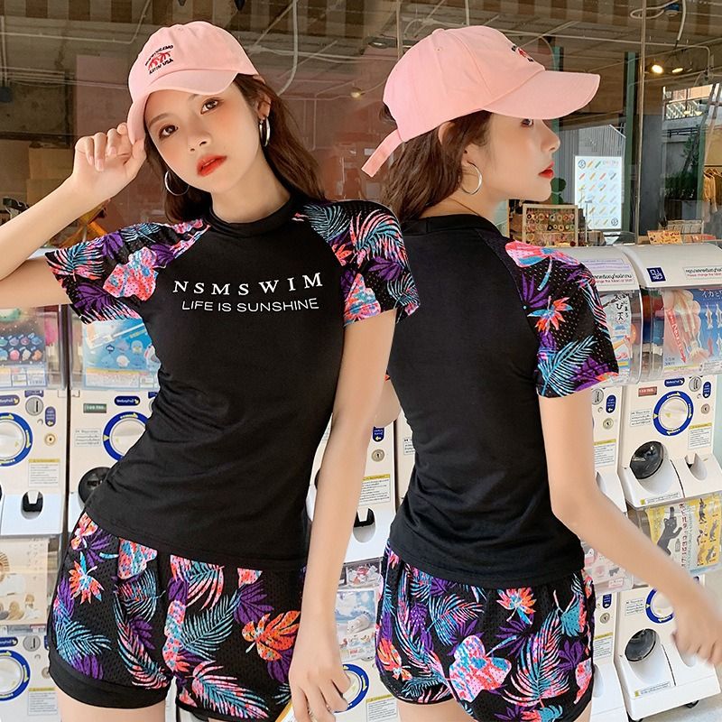 Short sleeve two piece swimsuit shop