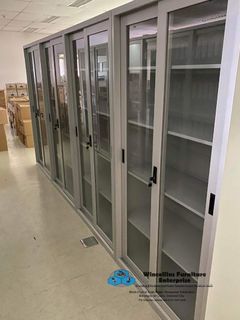 5-Layer Glass Sliding Door Cabinet/ Office Cabinet