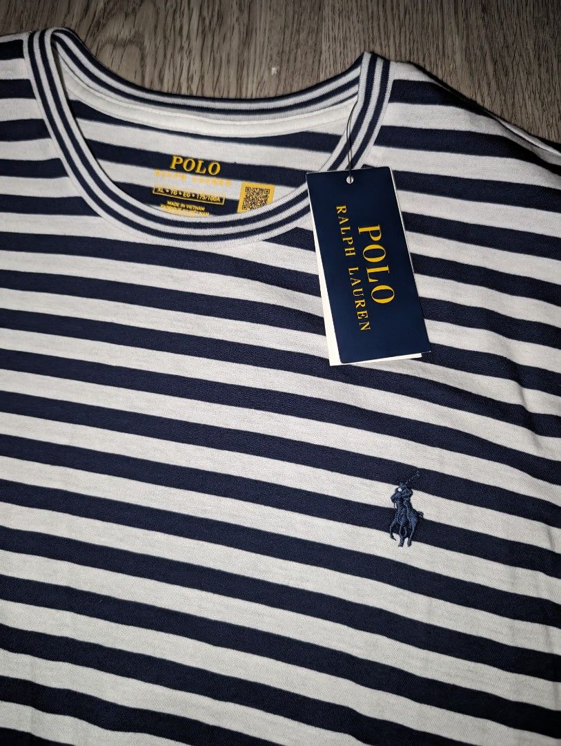 FREE COURIER DELIVERY BNWT RALPH LAUREN WOMEN TEE NAVY WHITE STRIPES POLO RL PRL XL