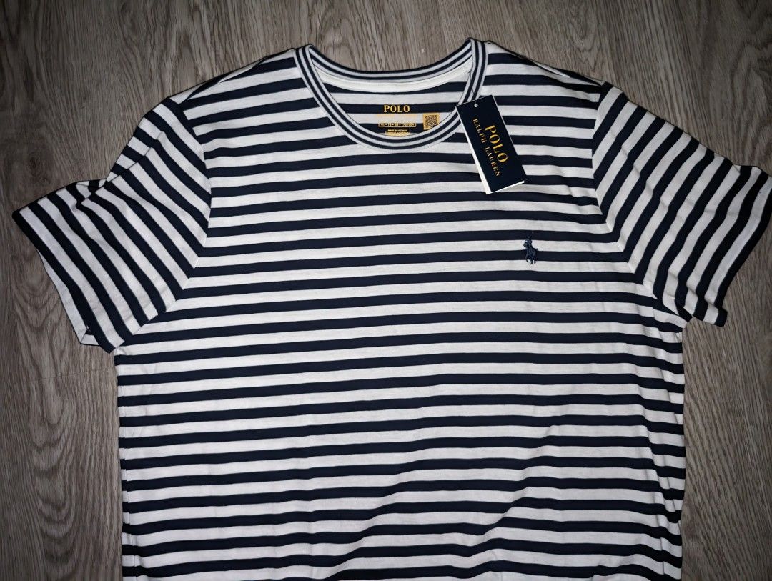 FREE COURIER DELIVERY BNWT RALPH LAUREN WOMEN TEE NAVY WHITE STRIPES POLO RL PRL XL