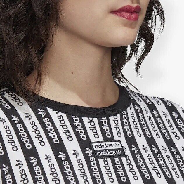 Adidas originals reveal your voice ribbed side tape cropped tee sale