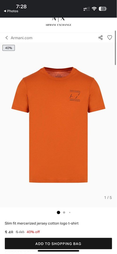 Armani exchange online orange shirt