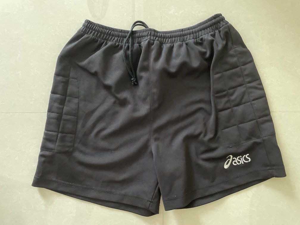 black asics shorts