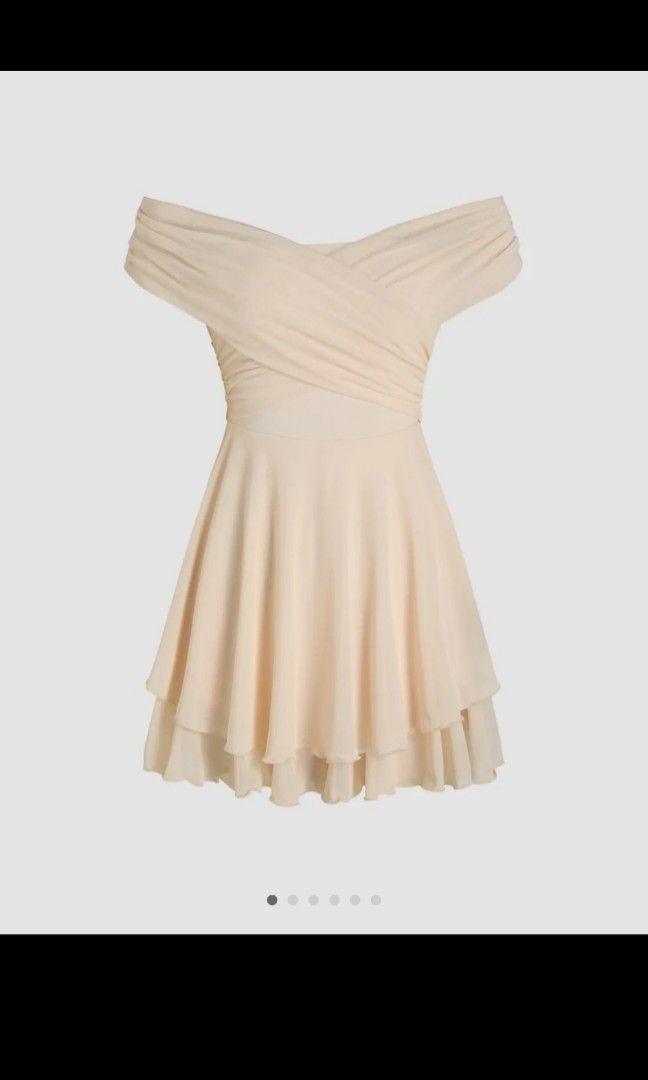BNIB Criss Cross Off Shoulder Cider Beige/Cream Romper, Women's Fashion,  Dresses & Sets, Rompers on Carousell