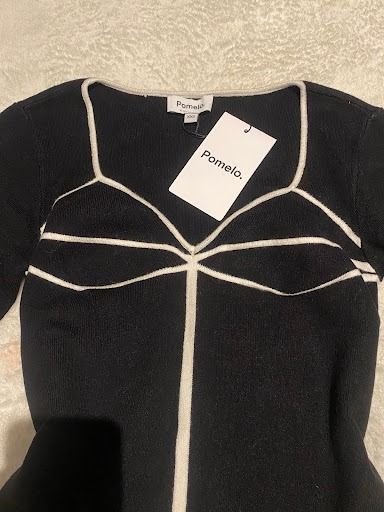 Long Sleeve Knit Top - Black - Pomelo Fashion