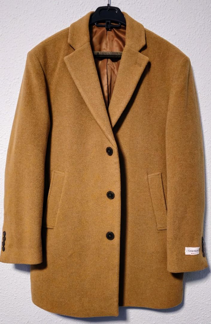 Calvin klein camel wool coat store