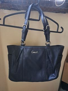 Real leather sales coach tote