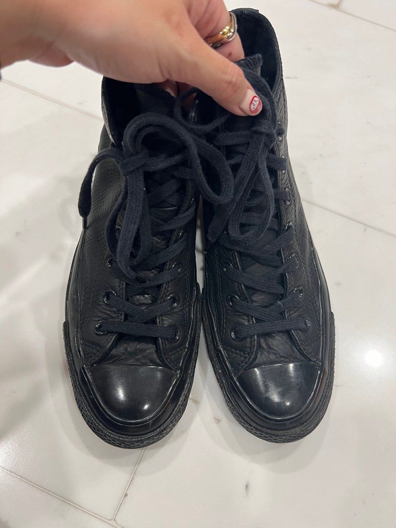 Chuck taylor all star leather high top hot sale black mono