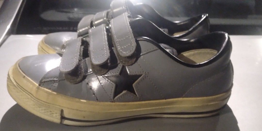 Leather converse velcro straps best sale