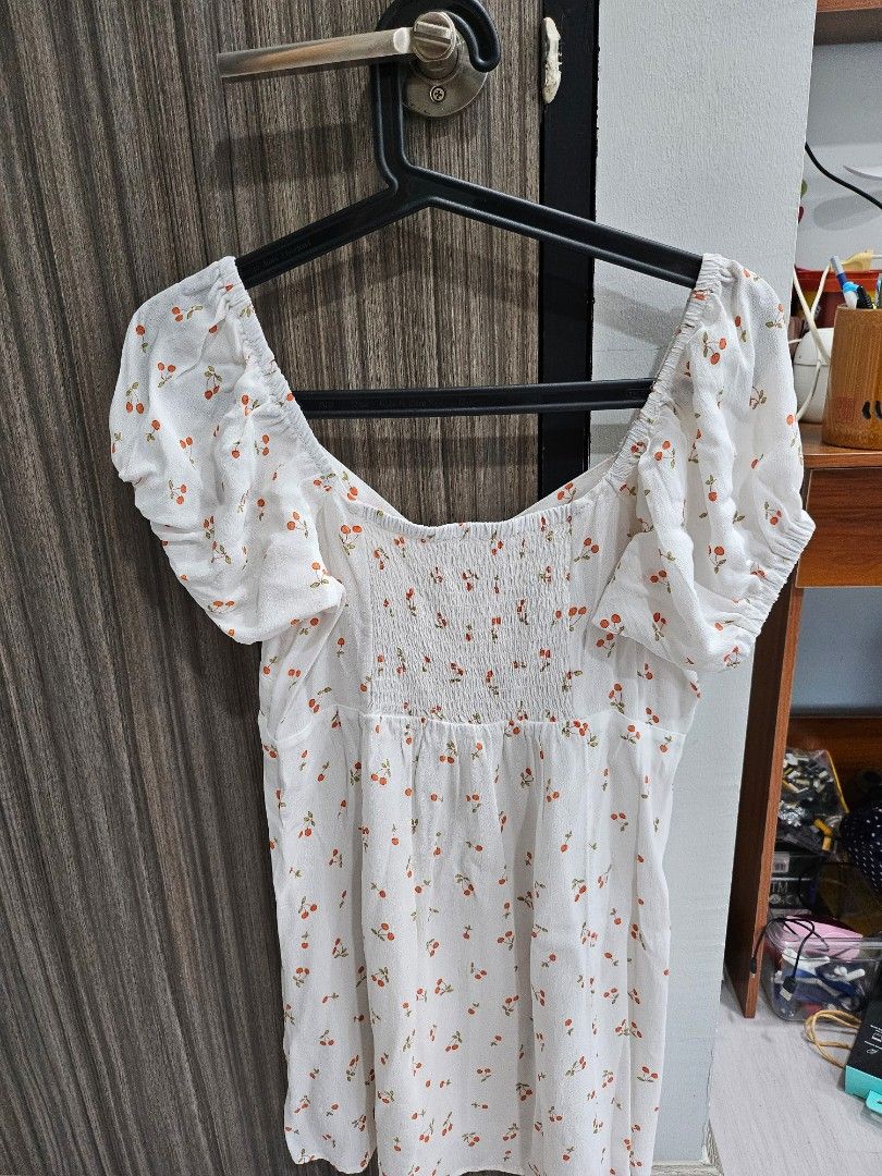 white christmas dresses Cherry Blossom Cotton Babydoll Dress M